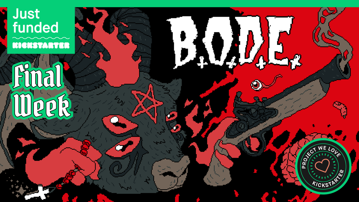 filipethoo's tweet photo. THE FINAL WEEK IS HERE! 

We're officially entering the final week of the B.O.D.E. Kickstarter campaign!

Only 7 days left to join us, unlock more stretch goals, and help us make this crazy little game from Hell even bigger. https://t.co/7YnCcpUaOP