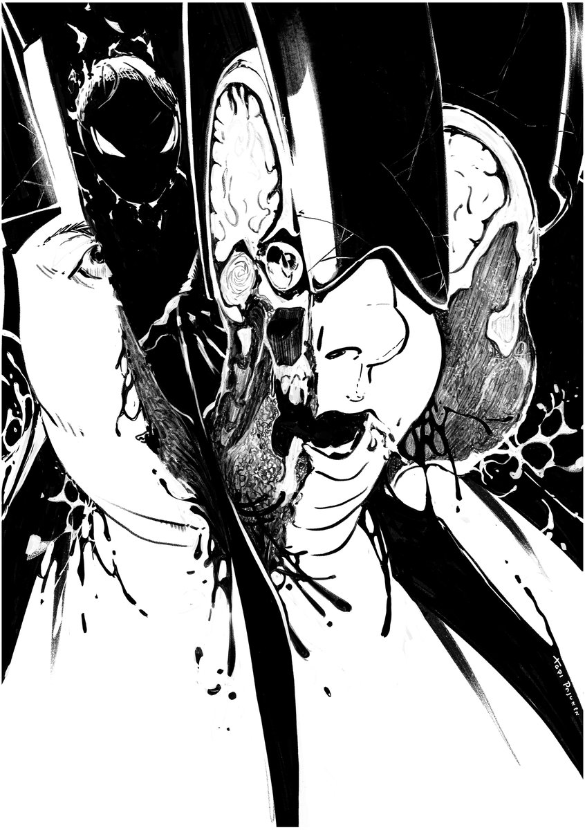 guyprz's tweet photo. @topipajunen is the classiest! His concept art and the illustrations, have such cinematic feeling, and compositions that I wouldn't dare to not even ask for an illustration for New Flesh! He is also one of the most delightful conversation partners one could share a lunch with! https://t.co/9KTtSAzwZm