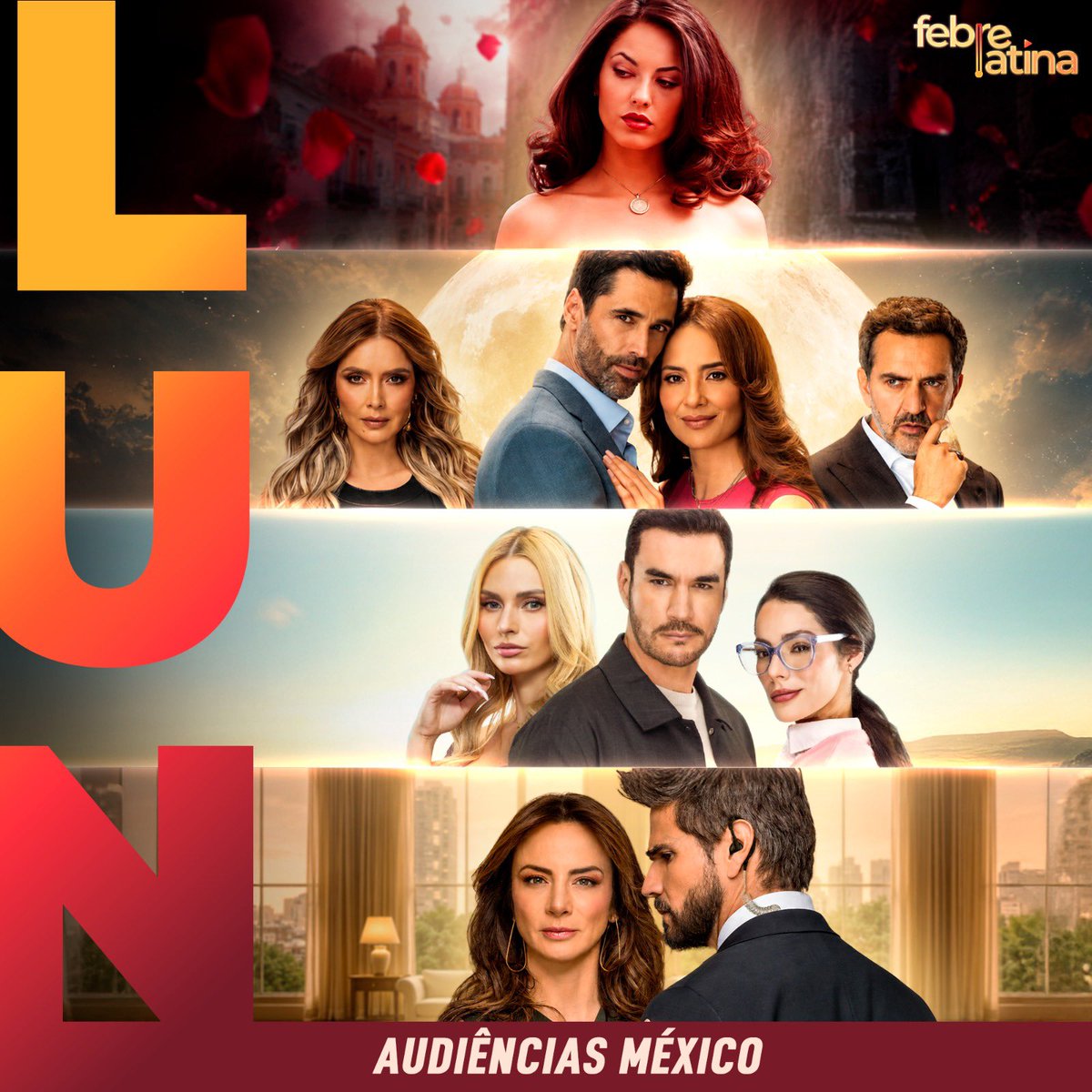 FebreLatina's tweet photo. Confira a audiência das telenovelas na última segunda-feira (14) pelo Las Estrellas:
#Rubi - 3.52M ↑
#ElRenacerDeLuna - 3.72M ↑
#TanCercaDeTi - 4.25M ↓ 🏆 (última semana)
#GuardiánDeMiVida - 4.18M ↑ https://t.co/WMTsffR9Ux