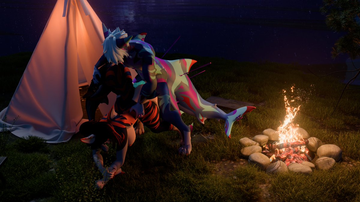 NSFWJACKSONBOI's tweet photo. Imagine being teased under the stars while having a fire going~ huff these sharks have been going at it like rabbits recently #nsfw #renders https://t.co/XLQ6K8LXFm