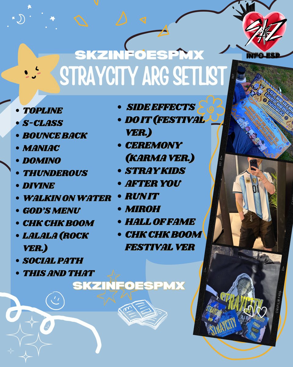 skzinfoespmx's tweet photo. SETLIST ARGENTINA DÍA 1 Y 2

CAMBIOS 

En el día 2 añadieron HAVEN y CEREMONY FESTIVAL VER

En el día 1 añadieron HALL OF FAME y RUN IT

Duración: 1hora y 40 mins https://t.co/D8lYktG0fG