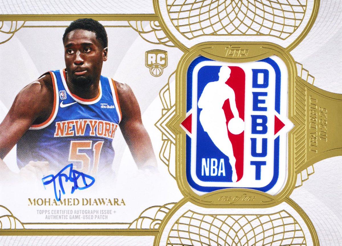TheStrickland's tweet photo. Mohamed Diawara’s 1-of-1 NBA Debut Patch autograph trading card just sold for $65,000 on eBay 🤯

It’s more expensive than any Karl-Anthony Towns, OG Anunoby, Mikal Bridges, or Josh Hart card ever publicly sold

(📸 @Topps) https://t.co/ZuhcqwX9di