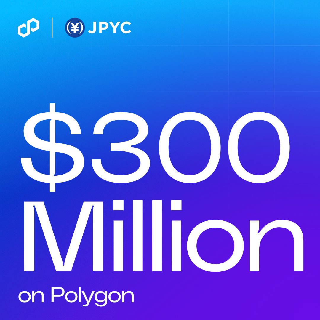0xPolygon's tweet photo. $300M+ in JPYC payment volume settled onchain.

Japan's stablecoin runs on Polygon. https://t.co/V3nq9ERieI