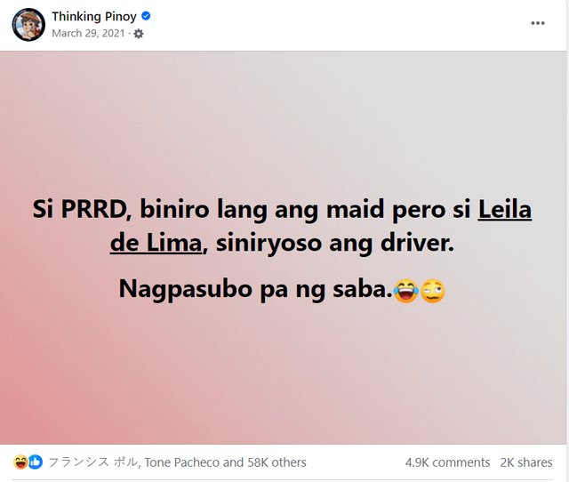 pauloMDtweets's tweet photo. Just a reminder that the new appointed Assistant Cabinet Secretary, ASEC RJ Nieto (Thinking Pinoy) made a career out of taunting De Lima for years. 

Paalala lang po. Sana hindi tayo makalimot. https://t.co/hAvDkzC3qE