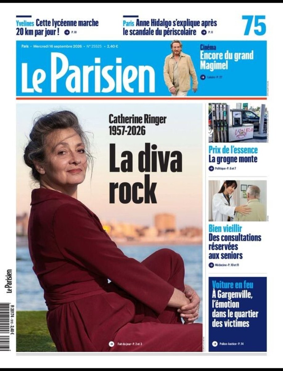 Larevuedepres's tweet photo. 📰 La une du Parisien du 16 septembre
@le_Parisien #Ringer #RockDiva https://t.co/rOW149Xvl3
