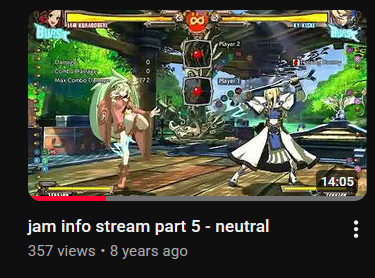 ExpiredSushiEX's tweet photo. The real start of my FG journey was picking up Xrd Rev 2 with some friends and not finding a character until I picked up Jam. I went looking for guides to learn and stumbled upon sweetxjam's guide and the Jam discord. I didn't get far in Xrd, but his info did get me started. RIP. https://t.co/DCxv961gM6