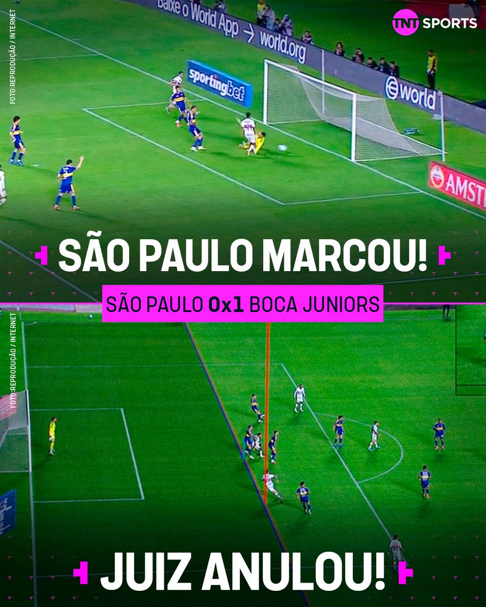 TNTSportsBR's tweet photo. GOL BEM ANULADO? 👀 O São Paulo empatou o jogo mas a arbitragem anulou COM MUITA POLÊMICA! #FBR #SulAmericana https://t.co/eRxGofA9kM