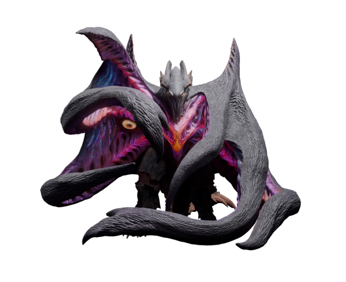 GormaruIsland's tweet photo. Godzilla Challenger - Xenolhu/ Height: 58 Meters
 
"A sinister life form that emerged from another universe. It can use its octopus-like tentacles to grasp space and move through the air. This telekinetic power of space manipulation generates an unknown wave that causes hallucinations in any life form that comes into contact with it. Godzilla's powerful atomic breath has a wave similar to this telekinetic power, and when it interfered with Xenolhu's world, it became interested and appeared in this world."

Signature Ability: Xenolhu's wicked technique involves summoning a gigantic demonic eye that steals the will of anyone who looks into it. Anything stared at by this eye is subjected to overwhelming pressure and rapidly weathers away to ashes.
