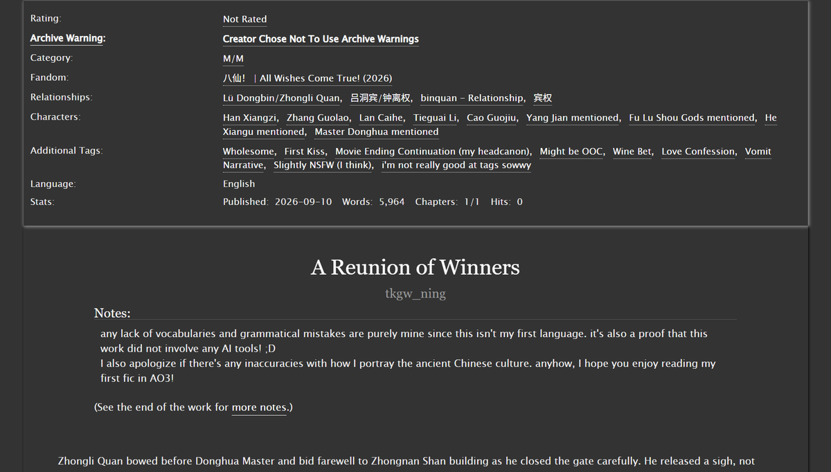 mskitkgw's tweet photo. Finally finished my first #宾权 fic! Hope yall enjoy this! 🥹😭

[ A Reunion of Winners ]
  
• contains SPOILER
• slightly NSFW
• wholesome confession
• written in ENG
• might be ooc

🔗https://t.co/ahDFfD1XF3

#BaXian #八仙 #AllWishesComeTrue #AWCT #BinQuan https://t.co/oncnlmXG3t