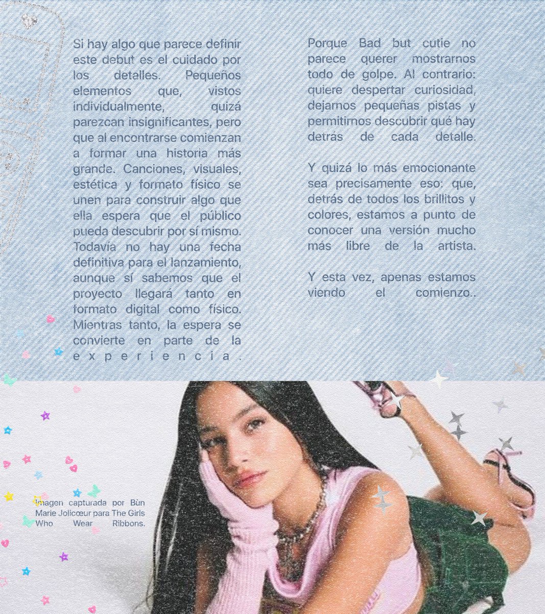GirlsInRibbons's tweet photo. 𝖳𝖦𝖶𝖶𝖱 𝖬𝖺𝗀𝖺𝗓𝗂𝗇𝖾 — ♡ ᴿᴾ

(🎤) 𝄄 ׄ   Emilia (@badbutcutieRP y @RuinaSedal ) trae de regreso la vibra dosmilera, libre, colorida y lista para brillar. 

— ⁦#TGWWRMagazine⁩ https://t.co/TV7TVOnt7Y