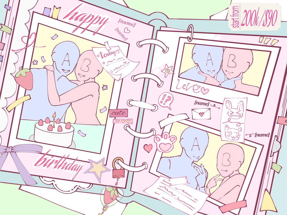 athalaawys's tweet photo. [urgent commission]
💖🔁💬 are appreciated!

hii! do you want ur couple/bsf character make a scrapbook together? i can do it for you!

• 10 slots are open
• bl / gl / straight
• DM me if you are interested!
• payment via paypal, BCA, gopay, qris https://t.co/ch00yaNXmc
