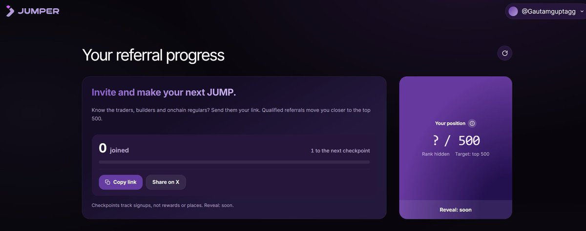 MrFun0x's tweet photo. Don’t Miss the @jumperapp Waitlist - Top 500 May Get a Surprise

Join the Jumper waitlist and secure your spot in the Top 500 for a potential free reward.

Steps:

1. Visit the Jumper Waitlist website → Connect your X account: https://t.co/xfuhS7TsTs https://t.co/gDNdXn7fju