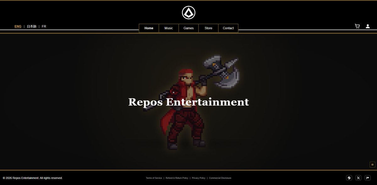 reposentertain's tweet photo. It took some time, but our official website is finally live and working! 🛜

https://t.co/1yX1LnVBKx

You can check our latest releases (music, games, etc) on it and see a little glimpse of what we're currently working on! 🎮🎶

Currently, you can already get "A Walker"s Greenland" track by @yulicorn03 from "The Walk", our WIP mobile game project, and listen to it through the use of our PVP system (Proprietary Video Player). 📽️

Please keep an eye on the site from time to time if you're curious about our productions! 🙇‍♂️

#reposentertainment #PVP #indiedev #BGM #ドット絵