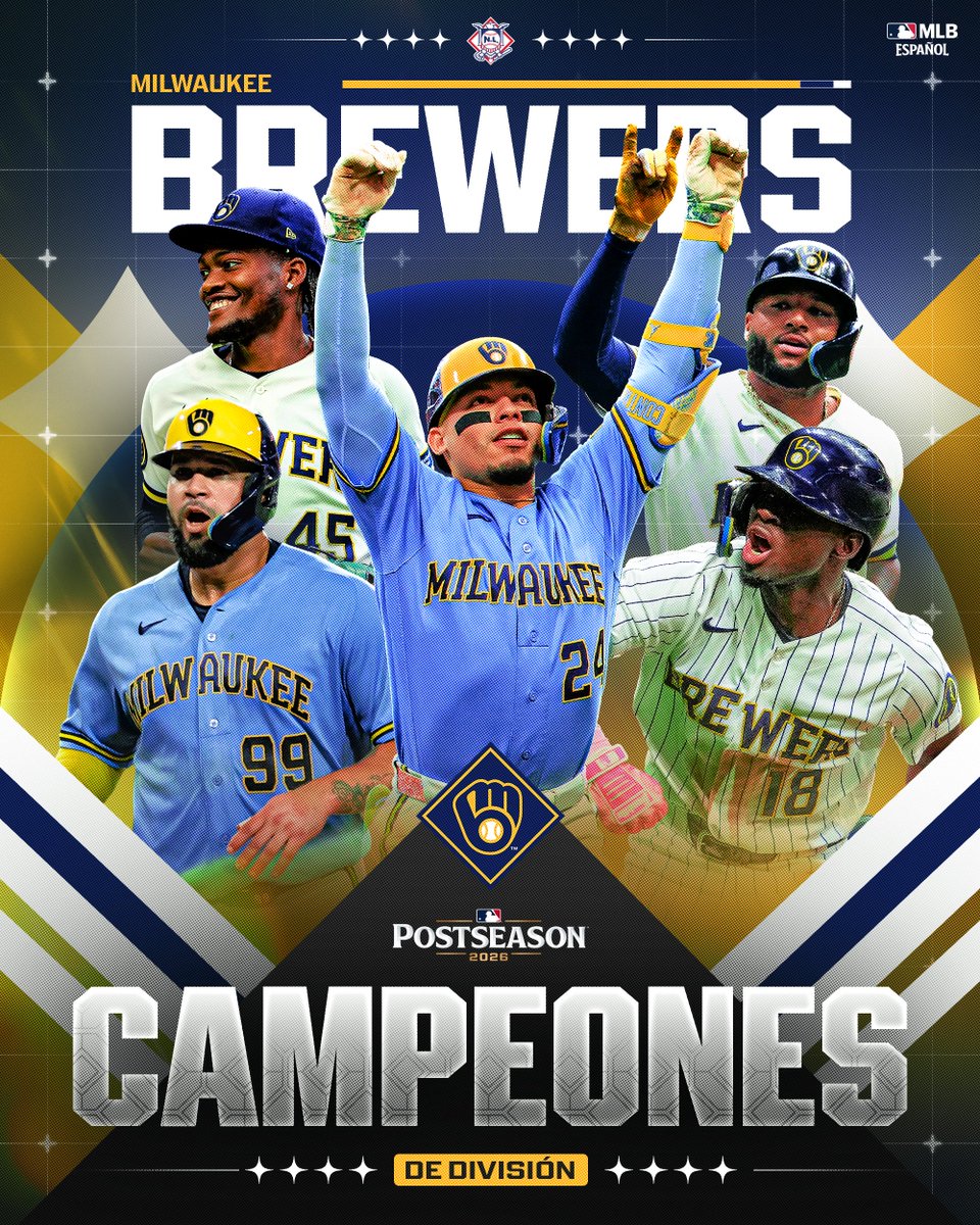 mlbespanol's tweet photo. ¡Los Milwaukee @Brewers se convierten en los campeones de la División Central de la Liga Nacional en la temporada 2026 de MLB! 🍻 https://t.co/EeG8Gh1GRj