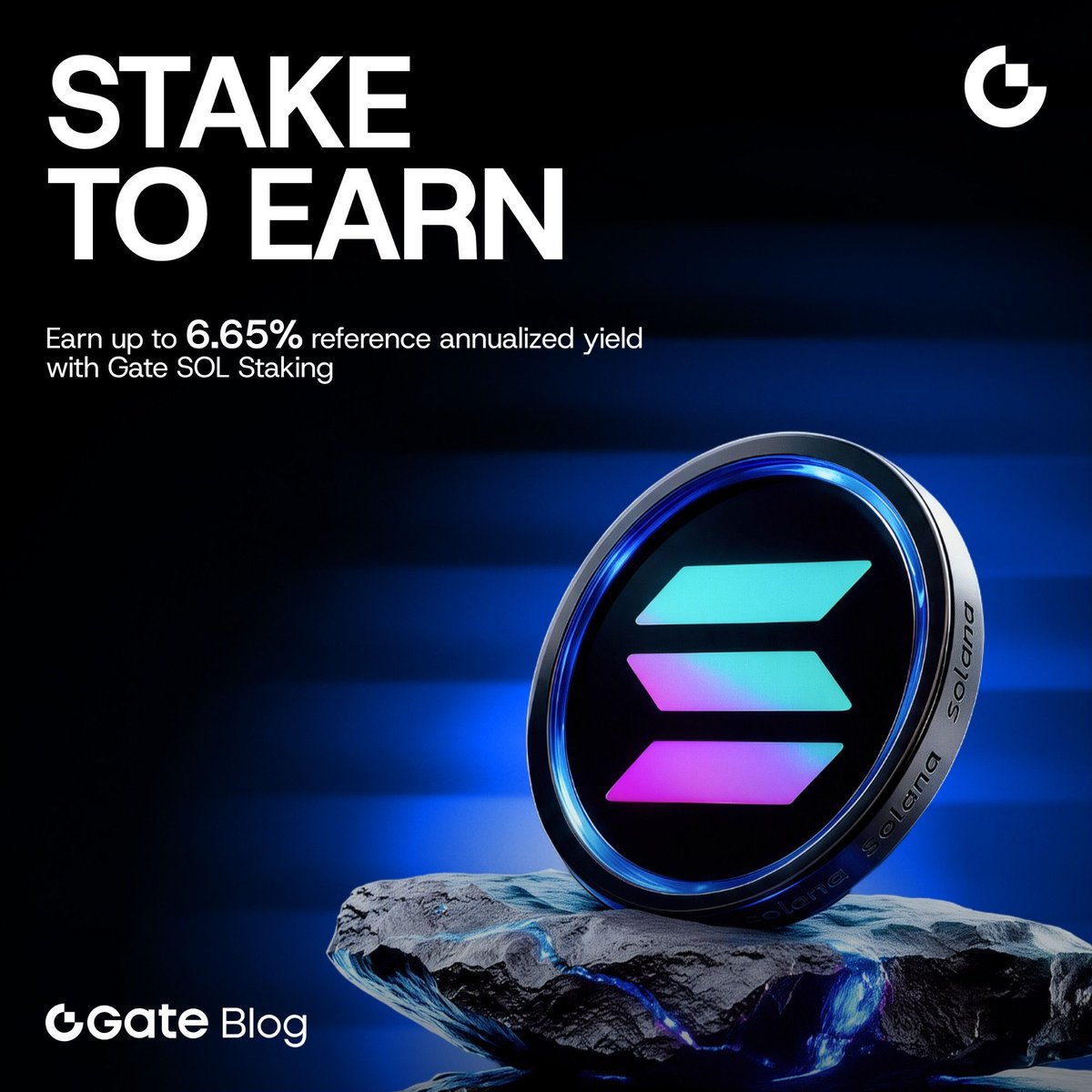 Gate's tweet photo. Your $SOL could be doing more. 

Stake from just 0.1 $SOL and earn up to 6.65% annualized yield on Gate, based on daily reward distribution.
Simple setup. No validator management. No typical 2–3 day undelegation wait.

Stake $SOL. Keep it working.

Read full article: https://t.co/w5kADtIlS6