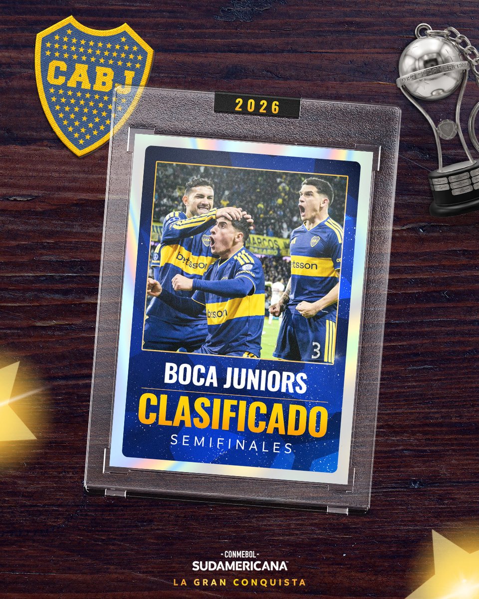 Sudamericana's tweet photo. 🤩🔝 ¡Entre los 4⃣ mejores! @BocaJrsOficial jugará las Semifinales de la CONMEBOL #Sudamericana 

#LaGranConquista https://t.co/D6Xd4OCEbT