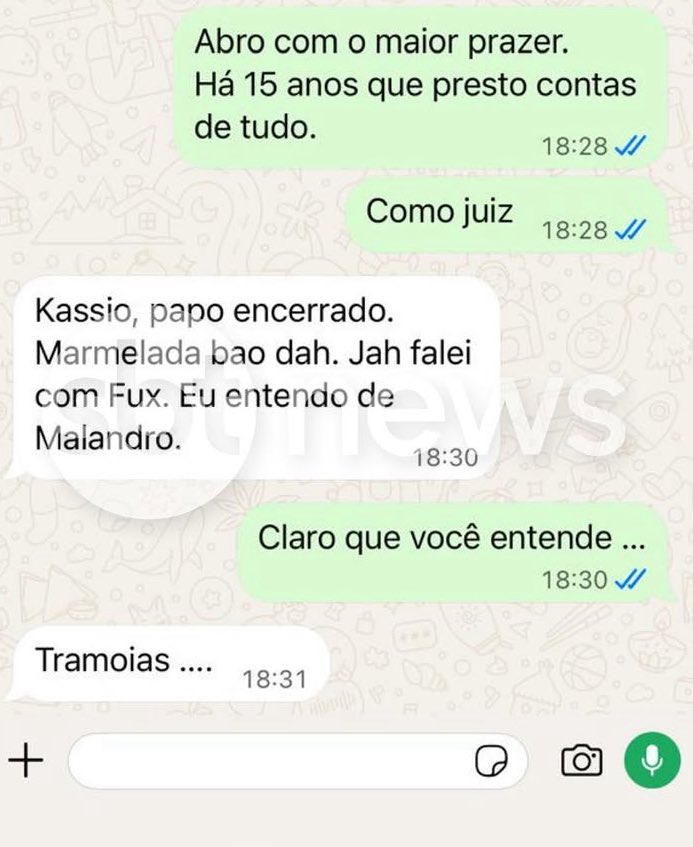 cassioolivveira's tweet photo. 🚨 Vaza conversa no WhatsApp do Gilmar Mendes dando aquele apavoro no Nunes Marques, hoje, antes da Sessão do STF https://t.co/7HrlH4a0PZ