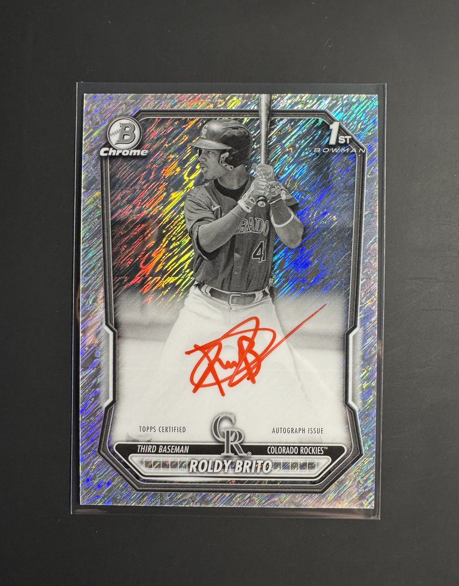 GhCardz21's tweet photo. Big one making available! 

2026 Bowman Roldy Brito Red Ink Auto 

Asking 1k. Offers welcome 

#2026bowman #Bowman #mlb #thehobbyfamily #thehobby #buyselltrade https://t.co/6nWh16Kvfv