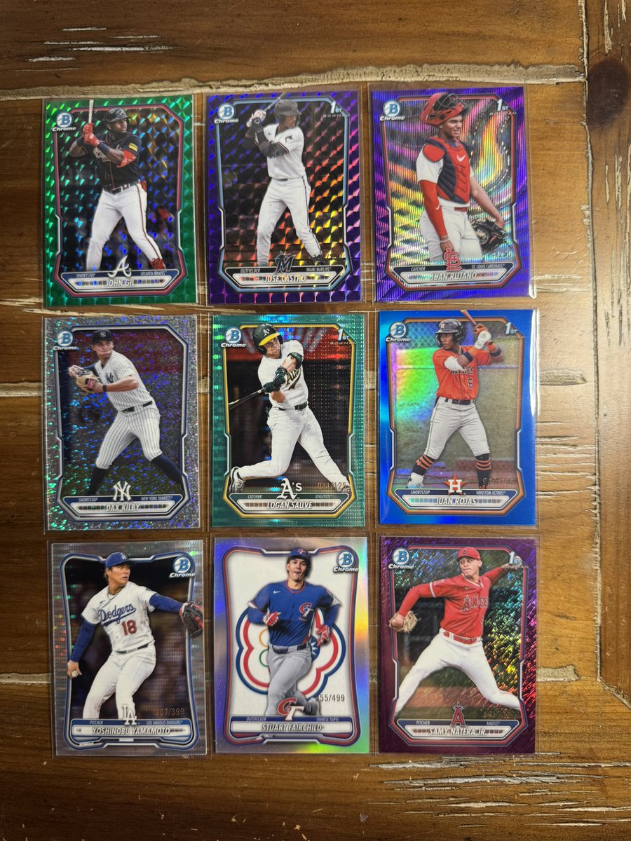 GhCardz21's tweet photo. 2026 Bowman Chrome hits available! 

Reply or DM with interest. No PWE, everything ships next day!! Likes and retweets appreciated! 

#thehobbyfamily #thehobby #buyselltrade #bowman #bowmanchrome https://t.co/nlKy40bubb