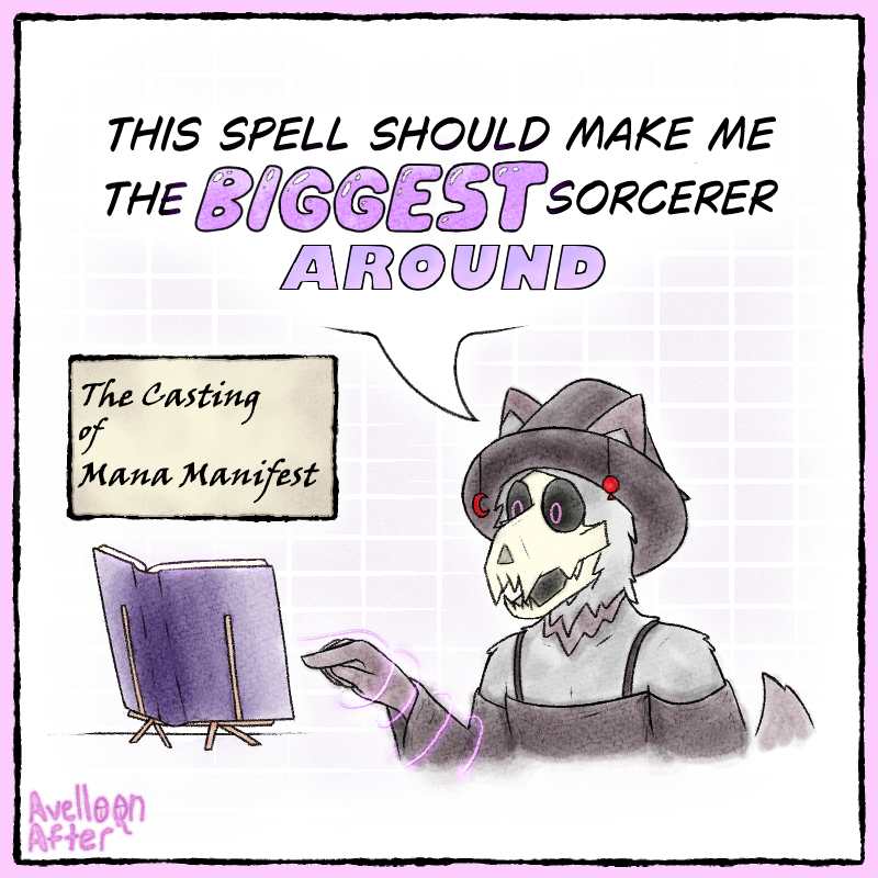AvelloonAfter's tweet photo. Avel was looking for a quick way to become the biggest new sorcerer around, unfortunately they didn't decide to read the full spell before casting it on themselves. Now they get to be pumped full of mana till they're the biggest creature around, hopefully they can hold it all... https://t.co/bD8zbP0DNF