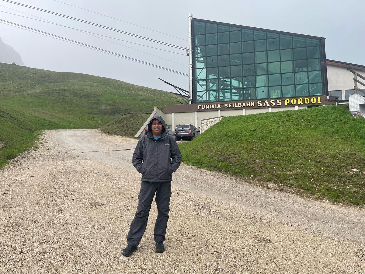 LoniMelser's tweet photo. Driving Italy’s highest mountain passes—Falzarego, Pordoi, and Sella. Not the world’s highest, but still an unforgettable drive on a cold, rainy day. Thanks to Basecamp Dolomites for the excellent ride. https://t.co/3GERlCidsM