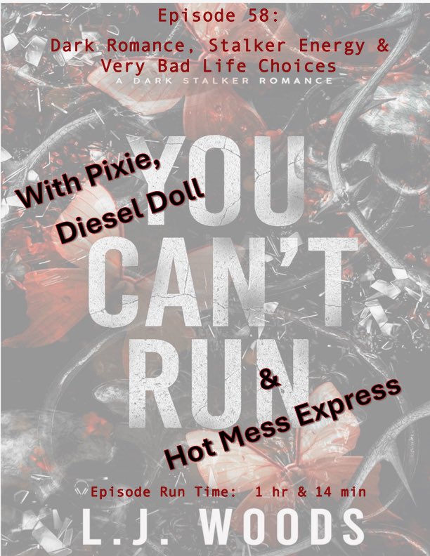 HBTSpodcast's tweet photo. Episode 58: You Can’t Run by L.J. Woods is LIVE NOW with Pixie, Hot Mess Express,&amp; Diesel Doll talking stalker energy, obsession, masks,&amp; very bad life choices. Watch/listen on YouTube, Spotify, or https://t.co/iwJp3uOVnk. @ljwoods #FYP #BookTok #HBTSpodcast #YouCantRun #LJWoods https://t.co/PWtIESTbNL