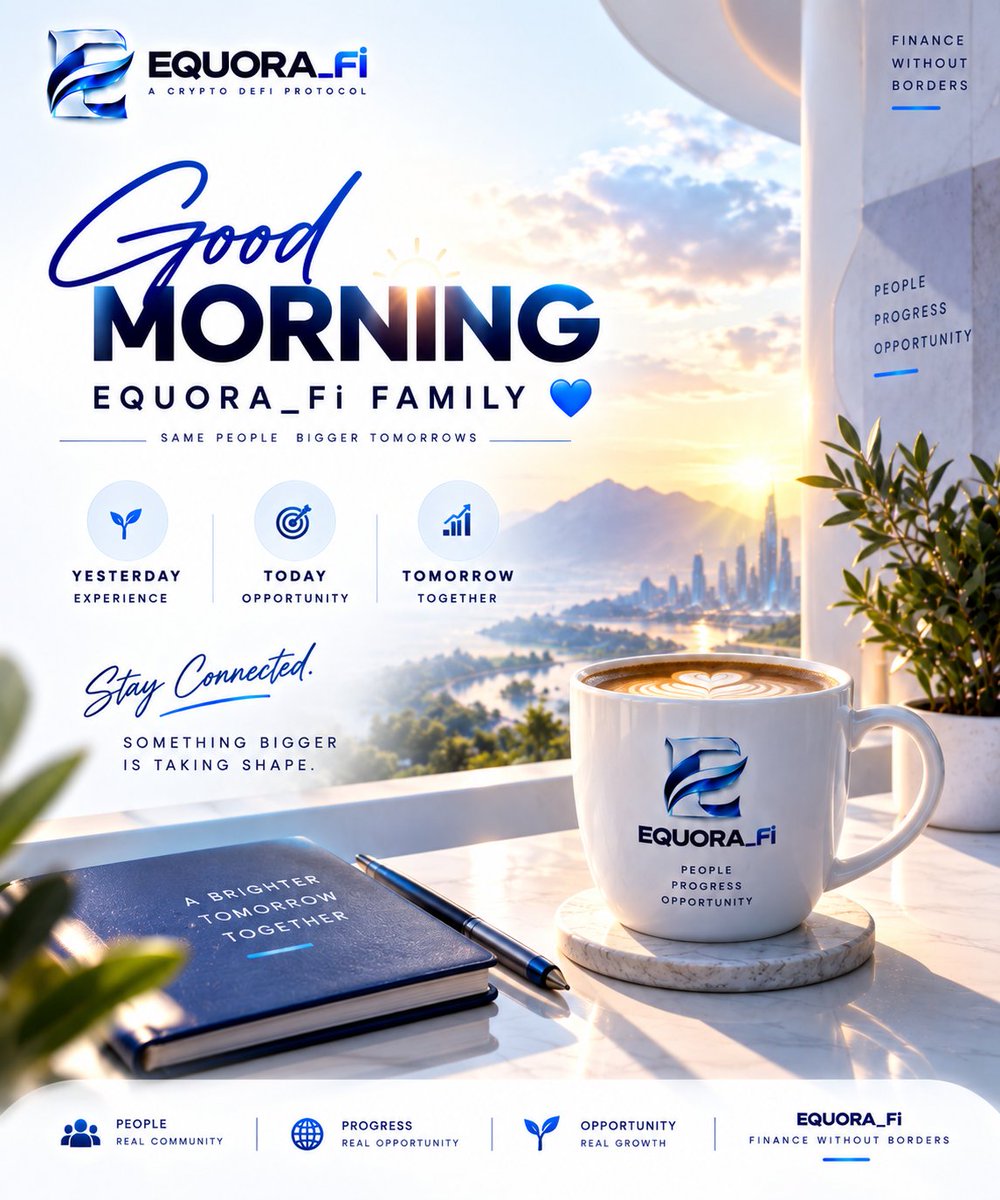 EquoraFi's tweet photo. GOOD MORNING, EQUORA_Fi FAMILY! 💙

Yesterday was experience.
Today is opportunity.
Tomorrow is what we build together. 🚀

Stay connected.

Something bigger is taking shape. 👀 https://t.co/zZ7IAK1xiE