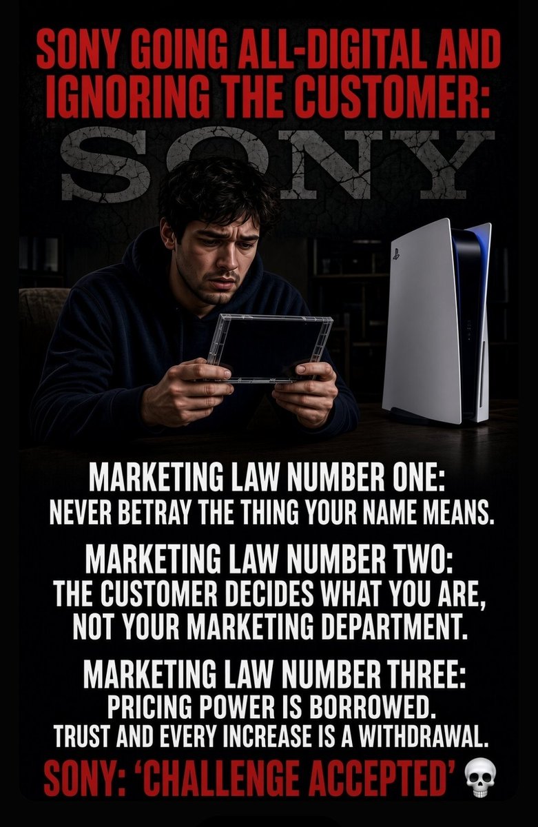BrophyCypher's tweet photo. @PlayStation You used to listen to us and show us respect, @Sony @PlayStation, but now all you show us is ignorance, arrogance and greed. Listen to us before it's too late!
Give us FULL GAMES ON DISCS and IMPROVE DIGITAL OWNER RIGHTS
#PhysicalGamesMatter
#BoycottSony
#NoDiscNoBuy
#NoDiscNoPS6 https://t.co/KOL1PicLEr