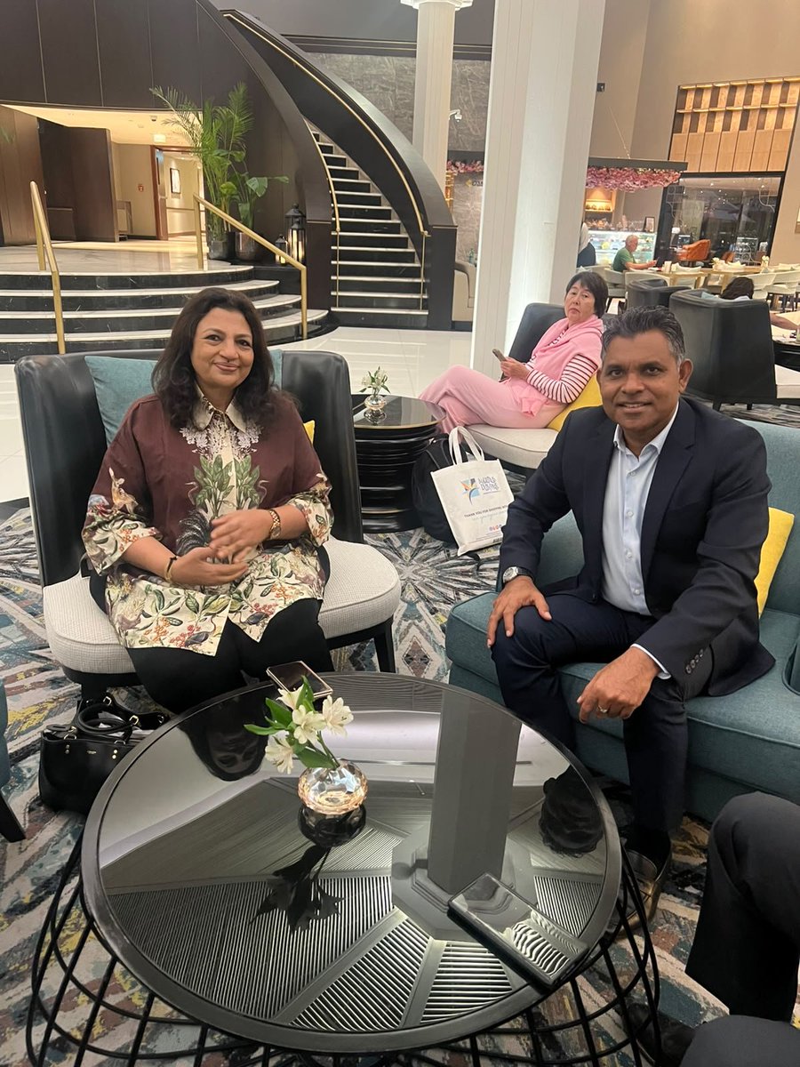 DrArathiKrishna's tweet photo. Met with the former Vice President of #Maldives Mr Faisal Naseem @FaisalNasym , on the sidelines of Arabian Travel Mart in Dubai.
Had some insightful discussion with him on their India First Policy and the cooperation between the two countries. https://t.co/BPs10wmbpP