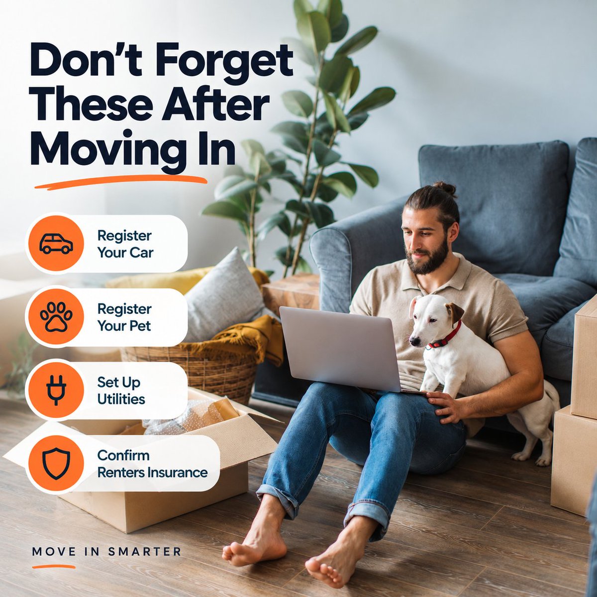 LeaseWisely's tweet photo. Moved in? You might not be done yet. 🏠

Take a few minutes to double-check your:
 🚗 Car registration
 🐾 Pet registration
 💡 Utilities
 🛡️ Renters insurance

A few minutes now could save you a headache later.

🔗 https://t.co/hd2flaL3eN

#RentingTips #LeaseWisely https://t.co/A7YGtSKf8w
