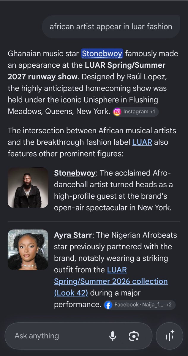 CHICAGOPRESIDEN's tweet photo. Beyoncé .Madonna. Ice Spice. Offset. Jeremy Pope. Jasmin Savoy… and Stonebwoy’s name dey the same Luar Fashion Week conversation. 😭🔥

Ashaiman boy, global room BHIM 🐐🌍 https://t.co/po3BgLaAeI