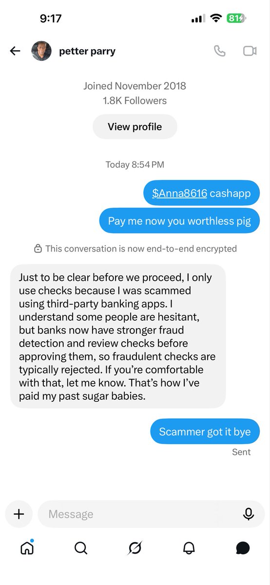 annaboyd8616's tweet photo. Another scammer be careful https://t.co/2hPb1M1eFT