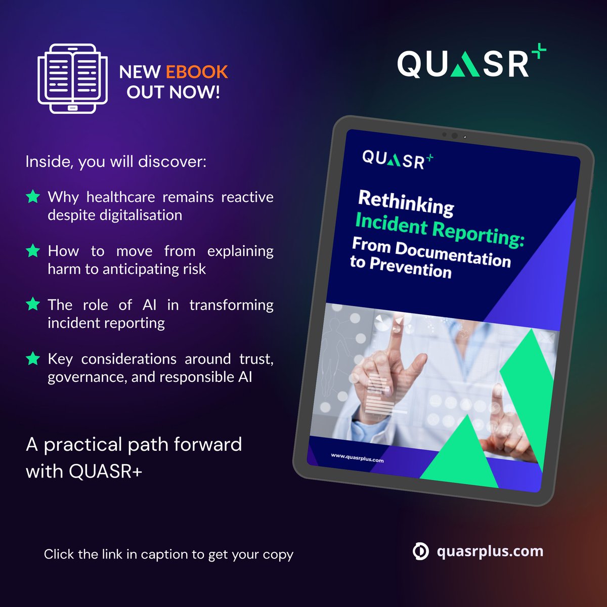 quasrplus's tweet photo. You reported the incident. What happens next?

Reporting is only one part of the safety journey.

Our new eBook explores how healthcare teams can move from simply documenting incidents to learning from them and preventing future harm.

https://t.co/W9kHWN9HNy 

#QUASRPlus https://t.co/bd4vywkU0W
