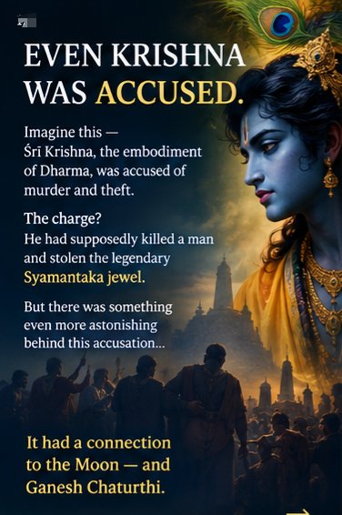 TatTvamAsi33's tweet photo. EVEN KRISHNA WAS ACCUSED.

Śrī Krishna
-the embodiment of Dharma
-was accused of murder and theft.

That Krishna had killed Prasena and stolen the magnificent Syamantaka jewel.

But this story has an unexpected connection to Ganesh Chaturthi.
And it begins with the Moon… 

1/6 https://t.co/CidAGRSLBT