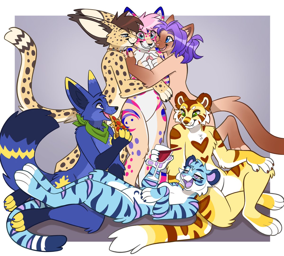 RawafVR's tweet photo. Birthday boy has been detained in a mandatory cuddle puddle. There is no escape 🐾💖

🎨: @http_jinho https://t.co/W42SGS2nbv