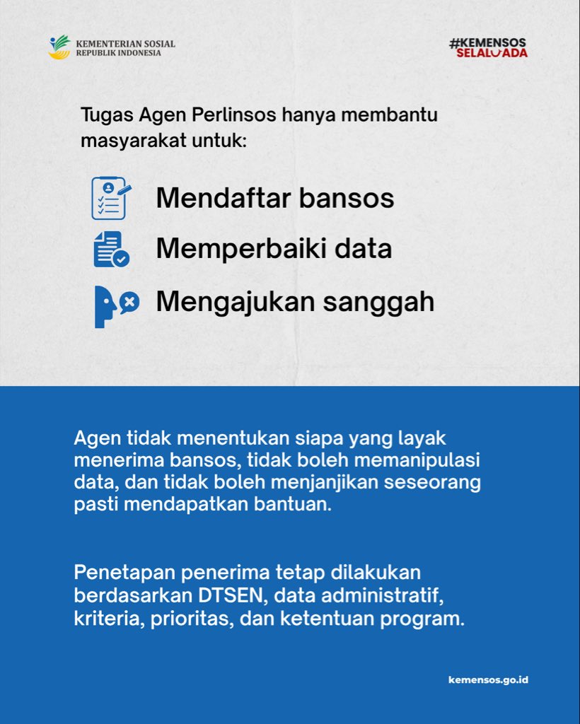 srma14kbb's tweet photo. Peduli tetangga, bantu lewat jalur yang benar! 🤝

Mau jadi Agen Perlinsos? Caranya mudah. Daftar melalui https://t.co/Zhf2Yu7Bxf, lalu bantu tetangga yang membutuhkan untuk melakukan pendataan dan pendaftaran perlindungan sosial. https://t.co/IzflwqjhGa