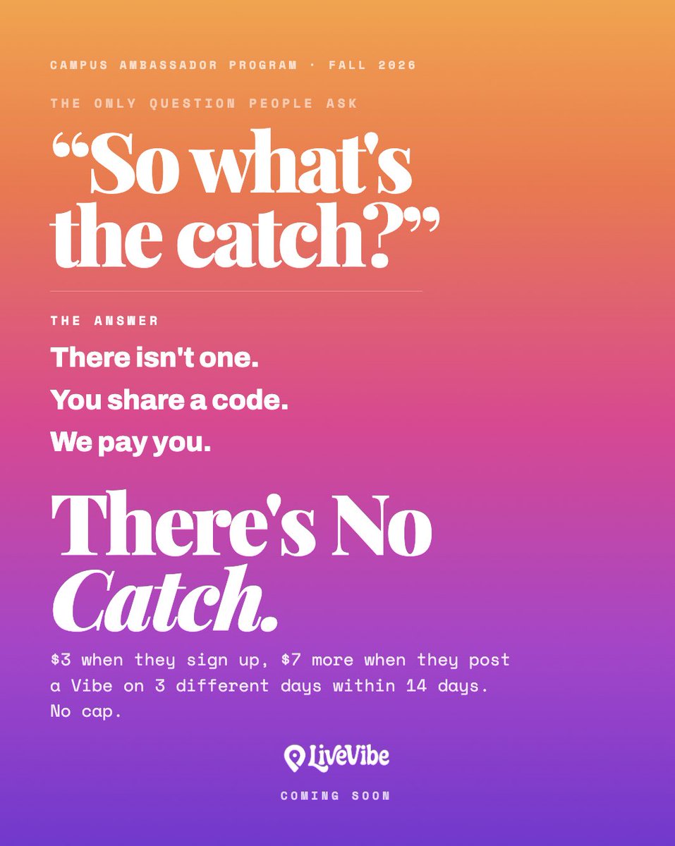 GetLiveVibe's tweet photo. There’s No Catch. https://t.co/magvHLBgKv