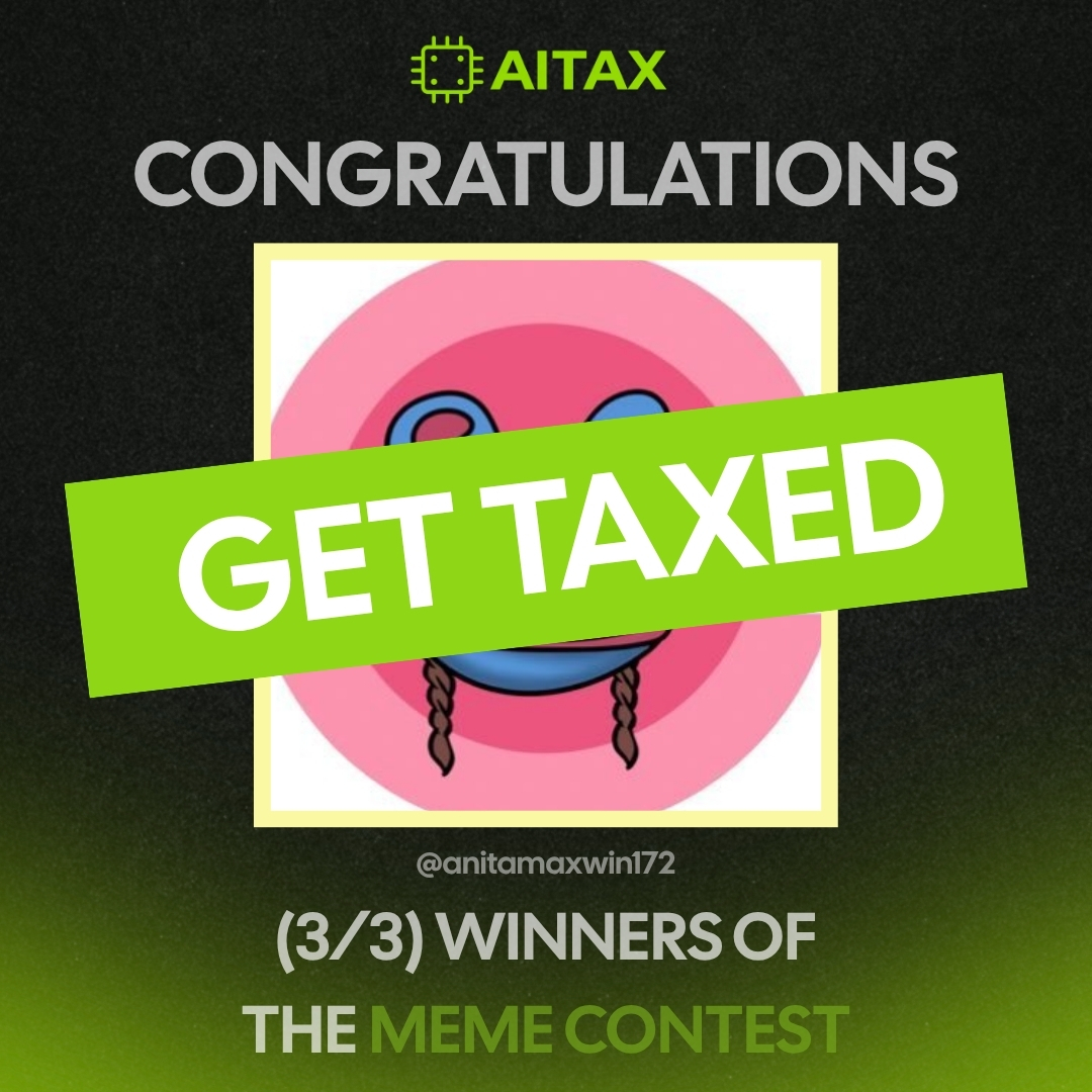 AiTAX_io's tweet photo. A community member who goes above and beyond will get taxed, no questions asked.
Our latest winner is @anitamaxwin172!
Congratulations, you’ve been taxed! (3/3)
#AITAX #Robinhood #Communitygiveaway https://t.co/konXOLiWvr