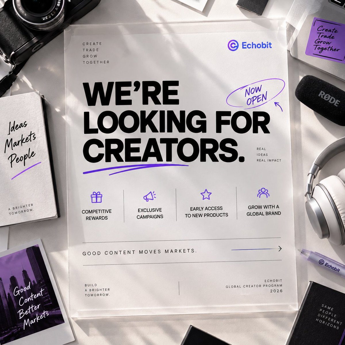 EchobitExchange's tweet photo. Creators, this one’s for you. 👀
Echobit is looking for Creator Ambassadors to grow with us.💜Create. Share. Build with the community.
What’s in it for you?
→ Content rewards
→ Campaign opportunities
→ Official exposure
→ Long-term collaboration
→ Exclusive Echobit perks
Think you’re a fit?
Apply to become an Echobit Creator Ambassador 
👇🔗https://t.co/EKEDnZ2pBj

#Echobit #Web3 #CryptoCreators