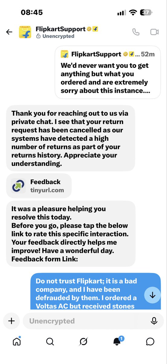 anu_yamu's tweet photo. @flipkartsupport Please take a look at what you wrote in the DM; I have mentioned everything there—do check it carefully. I have also included proof of what you are doing; you are clearly stating your refusal in it. https://t.co/0TxAj70JcN