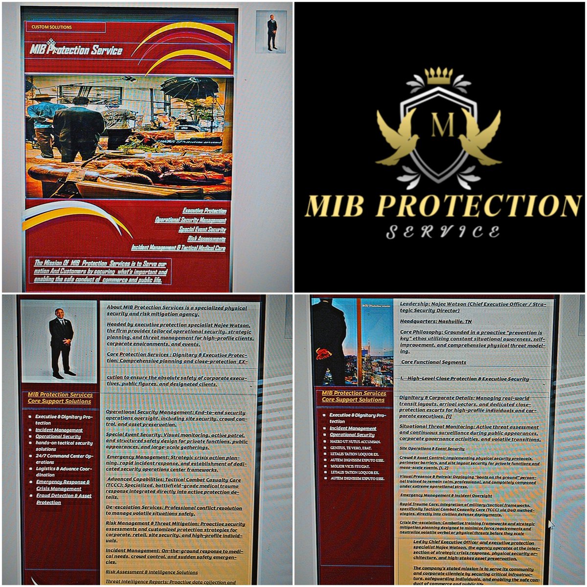 ProtectionMIB's tweet photo. Still a work in progress! Designing the brand new MIB Protection Services corporate book to better share the services we provide. #WorkInProgress #Branding #ProfessionalServices https://t.co/rYfSYZCMHA