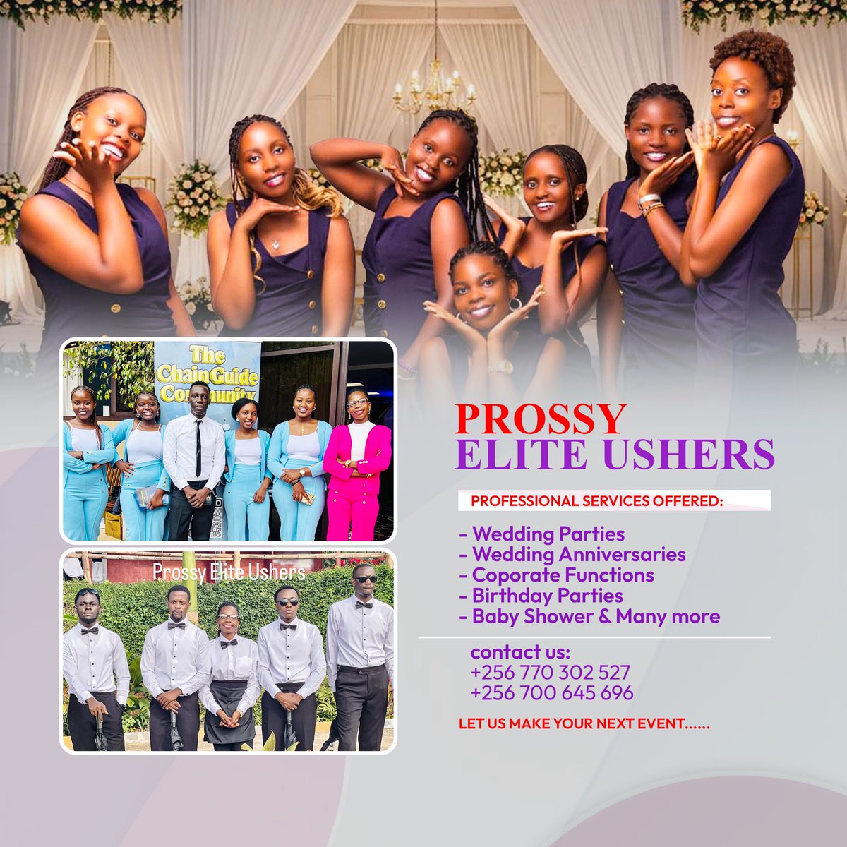 NuwatuhaProssy's tweet photo. ✨ PROSSY ELITE USHERS ✨

Planning a wedding, introduction, corporate event or special occasion? We’ve got you covered! 🤍✨

Professional. Elegant. Reliable. 💯

📞 Book us now: 0770 302 527
Your event, our elegance! 🥂✨ https://t.co/Aq9FjIE4xW