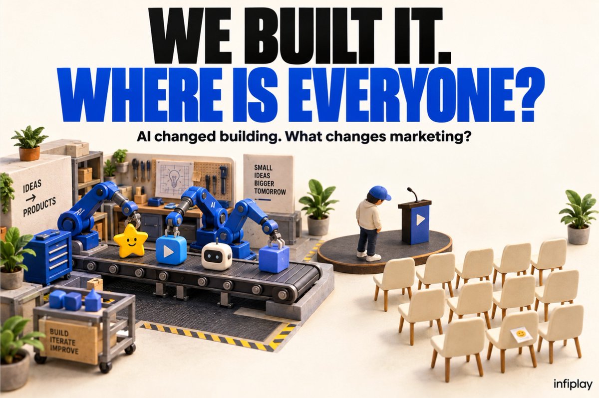 infiplay_ai's tweet photo. AI is changing how we build. But how should it change how we market?

At infiplay, we’re building things we want people to play with. Getting people to show up is the hard part.

Honestly, we’re stuck on marketing. What’s actually working for you? https://t.co/KRVOvOgvRk