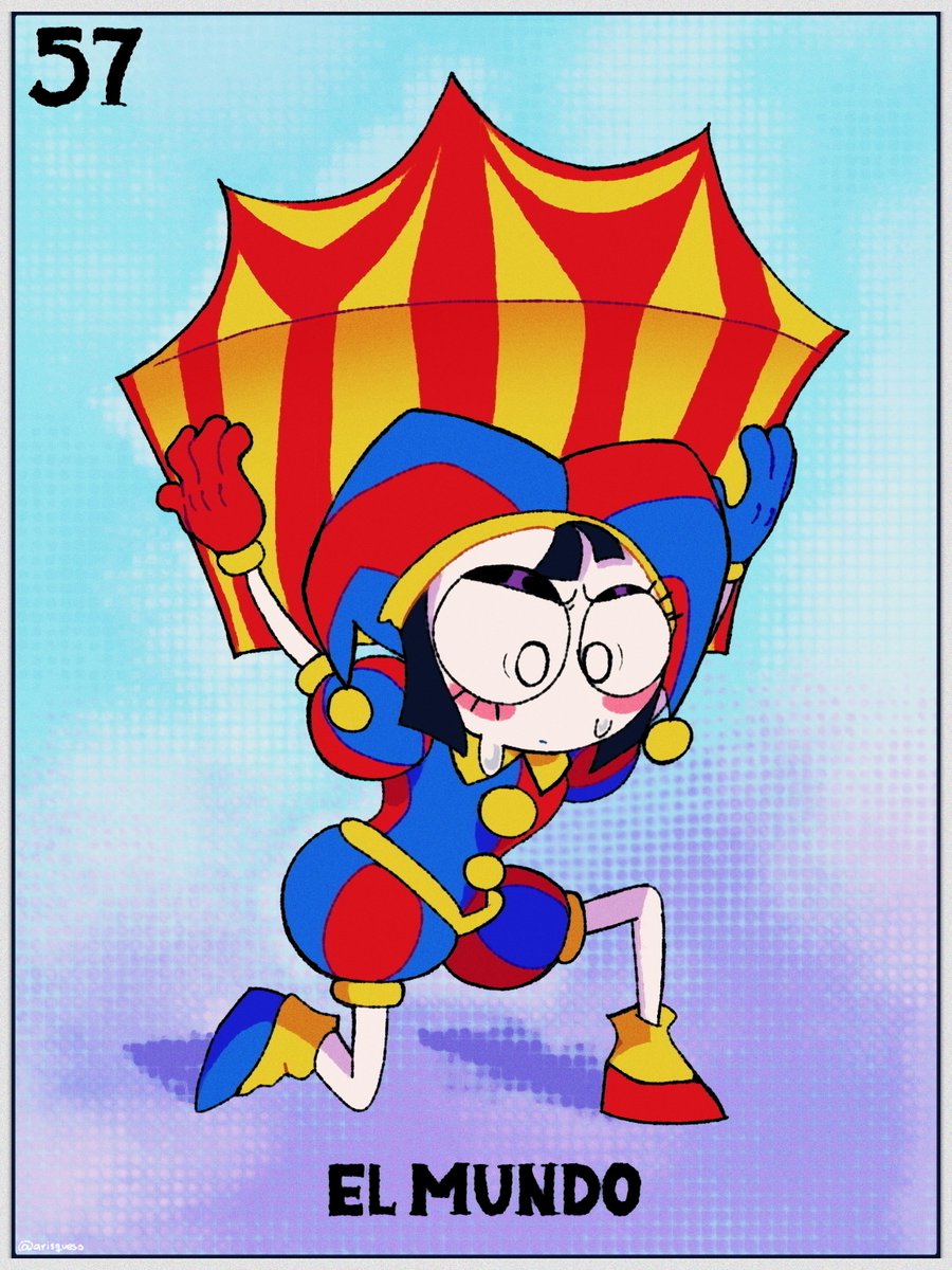 arisqueso's tweet photo. happy mexican independence day!  here's pomni as a lottery card https://t.co/ARNo9OKk5R