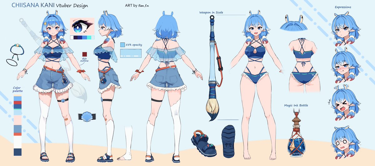KaniKeeki's tweet photo. Hi hi!! I’m Kani!
Your very clumsy crab girl VTuber & questionably qualified konbini clerk! 🏪

🎨art: #KaniInk
📺live/Clips: #TeleKani
🔞nsfw art: #KaniLewd

A huge thank you to everyone who helped bring this little crab to life and to everyone who’s supported me along the way 🥹💙

grandpapa: @Fianfn1 
mama: @duckmastah 
papa: @MioLive2d