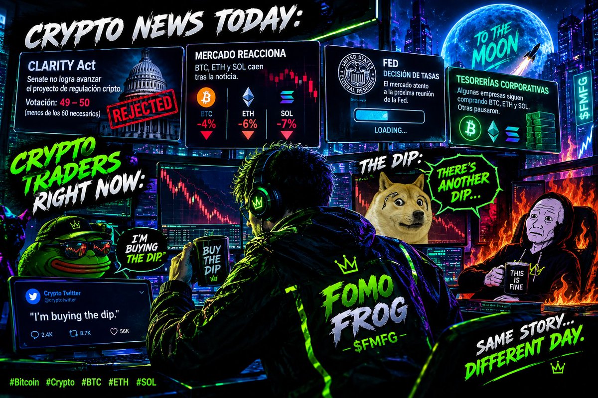 FMFGcoin's tweet photo. 🇺🇸 CLARITY Act: REKT
₿ BTC: 📉
Ξ ETH: 📉
SOL: 📉
Fed meeting: ⏳

Crypto Twitter right now:

“I’m buying the dip.”
The dip:
“There’s another dip.” 💀😂

🧑‍💻 Traders: This is fine. 🔥🐶

#Crypto #Bitcoin #BTC #ETH #SOL #Memes https://t.co/pGaFaX0noh