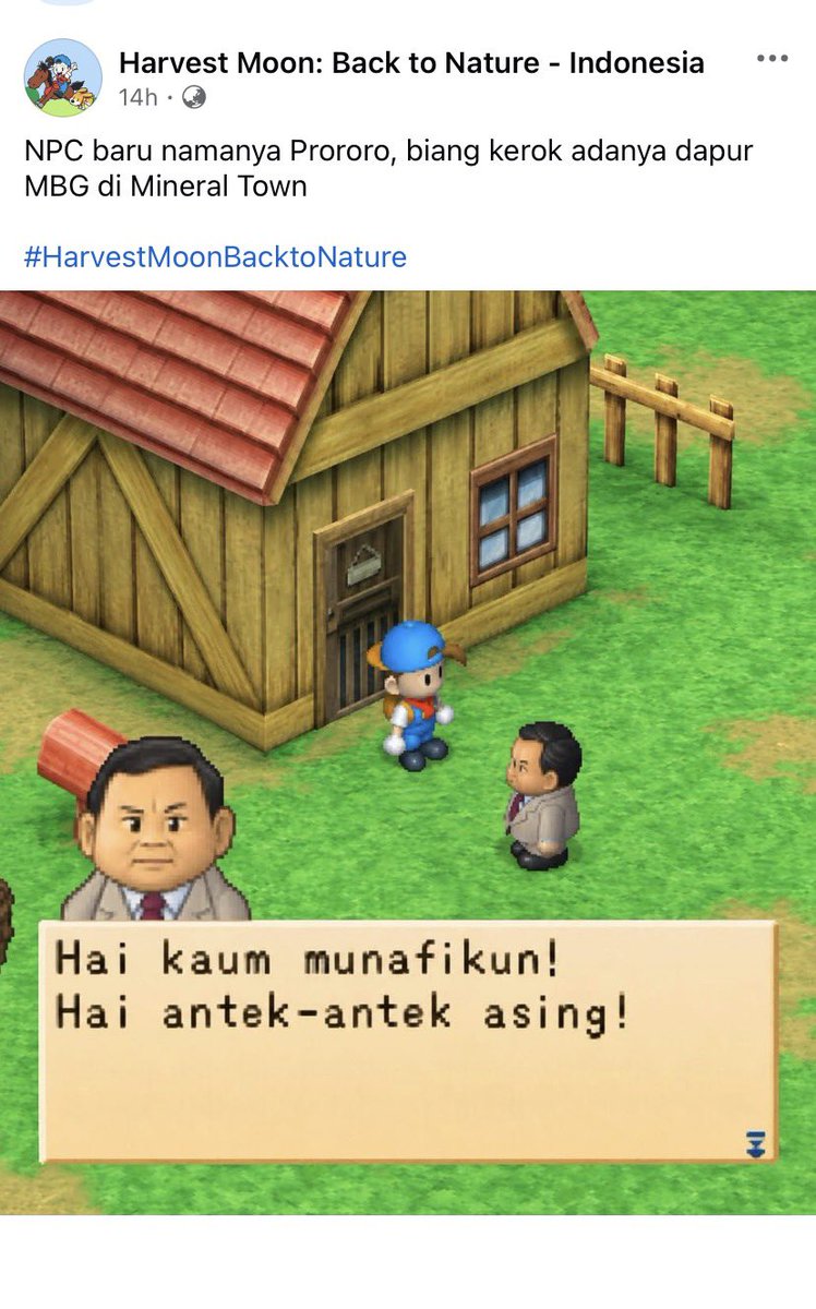 LambeSahamjja's tweet photo. anjirrr program prabowo jadi ide game:
- namanya harvest moon 
- versi kehidupan di indonesia https://t.co/iUbjHChYQf