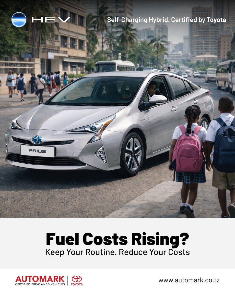 AntonySebourn's tweet photo. Same routine. Less fuel. The Toyota Prius Hybrid helps reduce fuel costs without changing how you drive. Self-charging, efficient, practical. +255 746 427 981 https://t.co/3yvcZ8NNfc