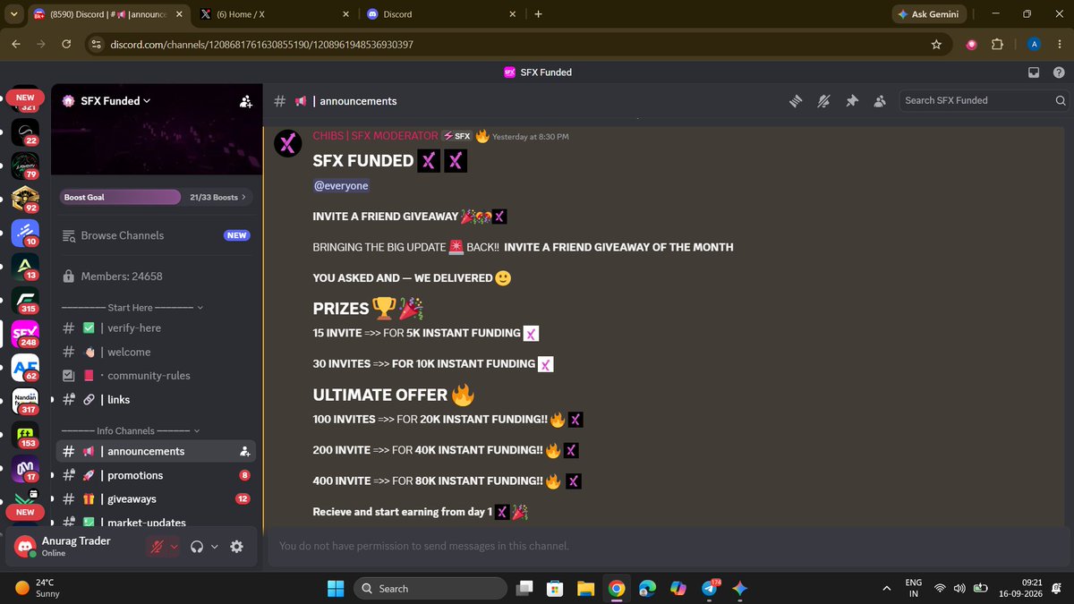 Ankup6's tweet photo. 🚨 BIGGEST PROP FIRM GIVEAWAY! 🚨

Get a FREE Instant Funded Account without passing ANY challenges! 🤯

👥 15 invites = $5K Instant 💵 👥 30 invites = $10K Instant 💵

👇 Grab your link and start inviting: https://t.co/Us8gQyufwf

#ForexTrading #Freefundedaccount https://t.co/B8KXlRIT98