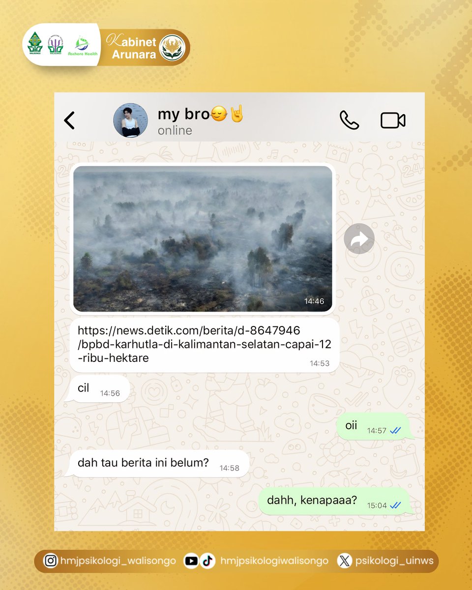 psikologi_uinws's tweet photo. Kabut asap akibat kebakaran hutan dan lahan (karhutla) bukan cuma berdampak pada kualitas udara dan kesehatan fisik, tetapi juga dapat memengaruhi kondisi psikologis. https://t.co/jeLB8bTHro
